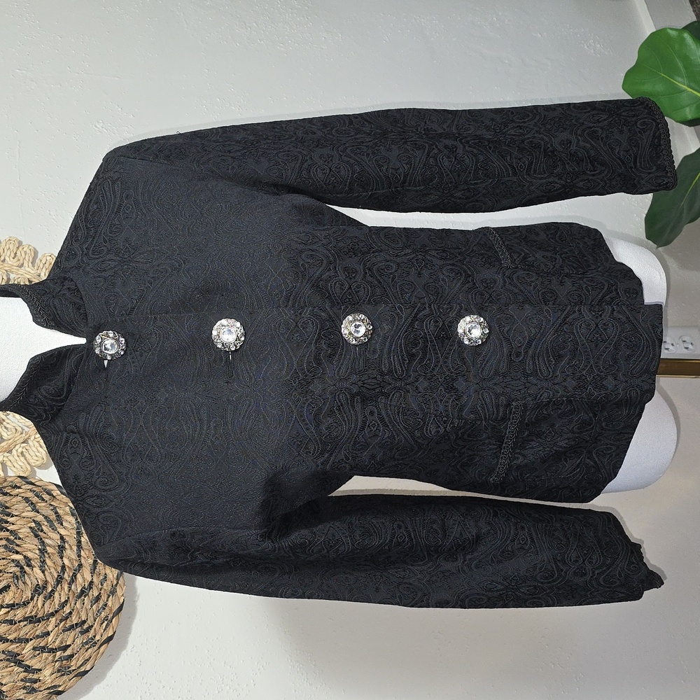 Field Manor Black Brocaded Blazer Jacket Womens S Edwardian Victorian Witchy EUC
